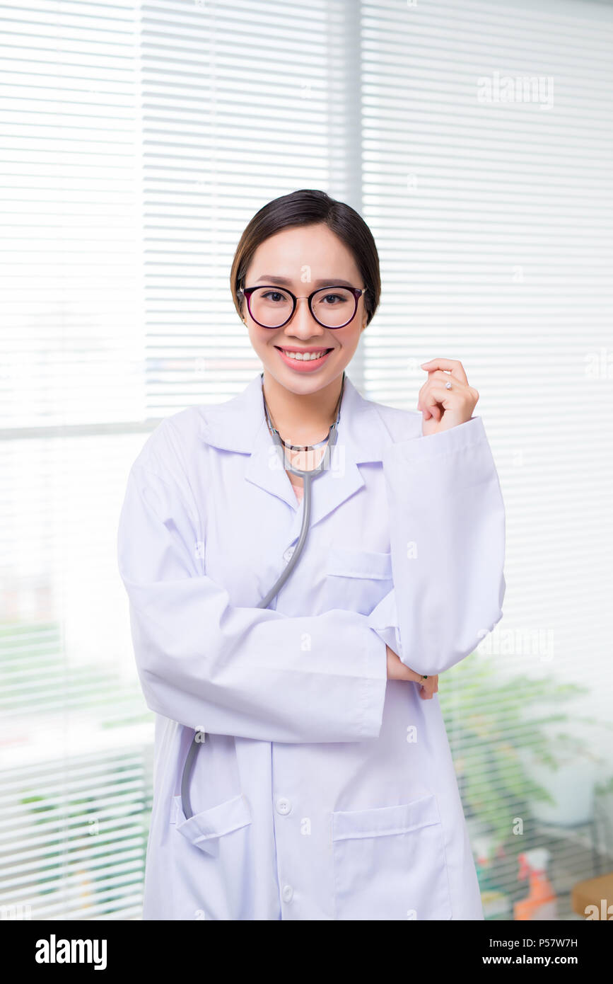 Portrait of asian woman doctor standing at hospital Stock Photo - Alamy