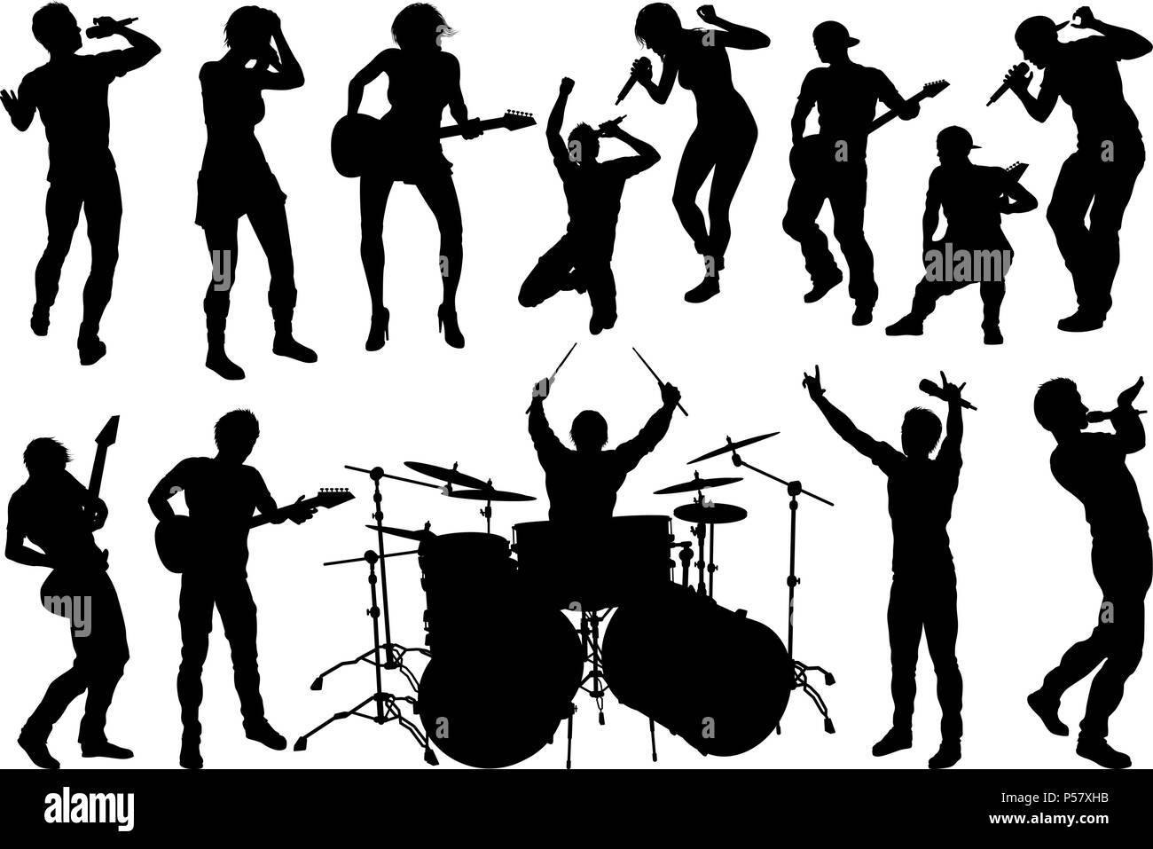 Musician Group Silhouettes Stock Vector