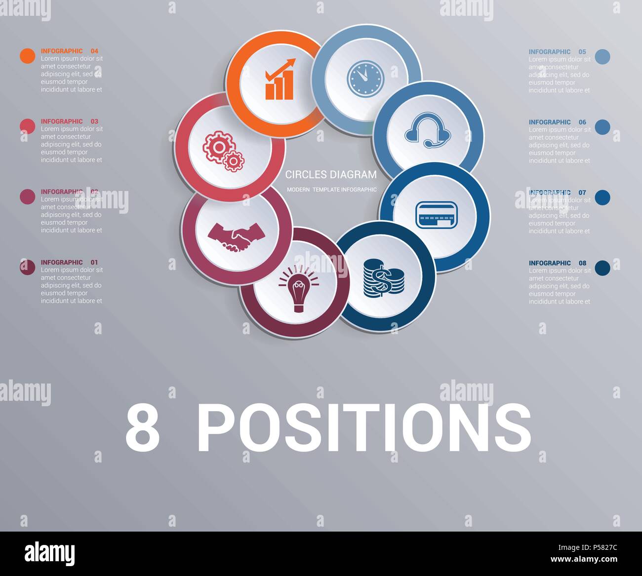 Circles diagram, data Elements Template infographics 8 positions ...