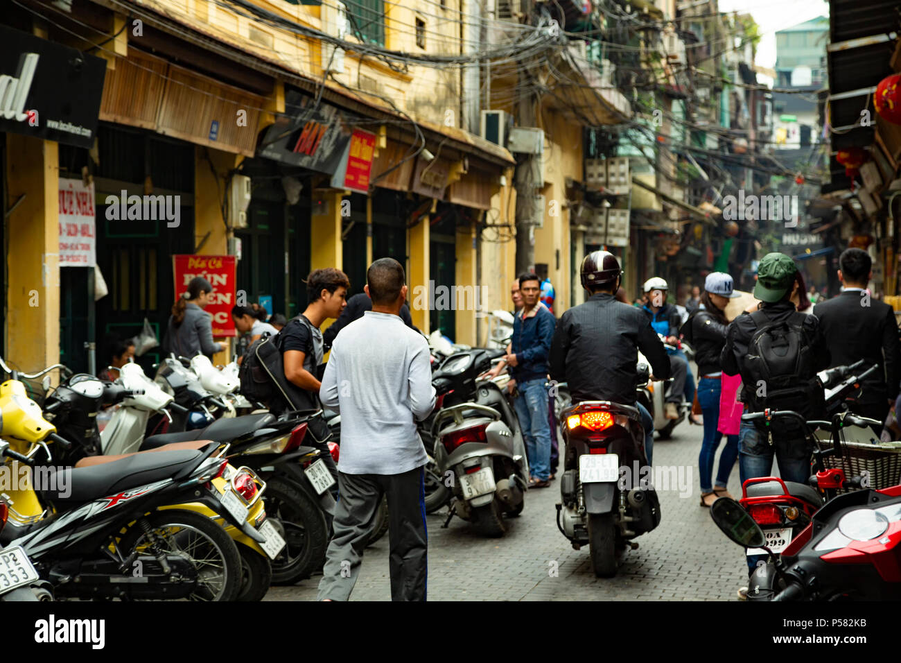 Street scene, Old Quarter (aka The 36 Streets), Hanoi, Vietnam Stock Photo