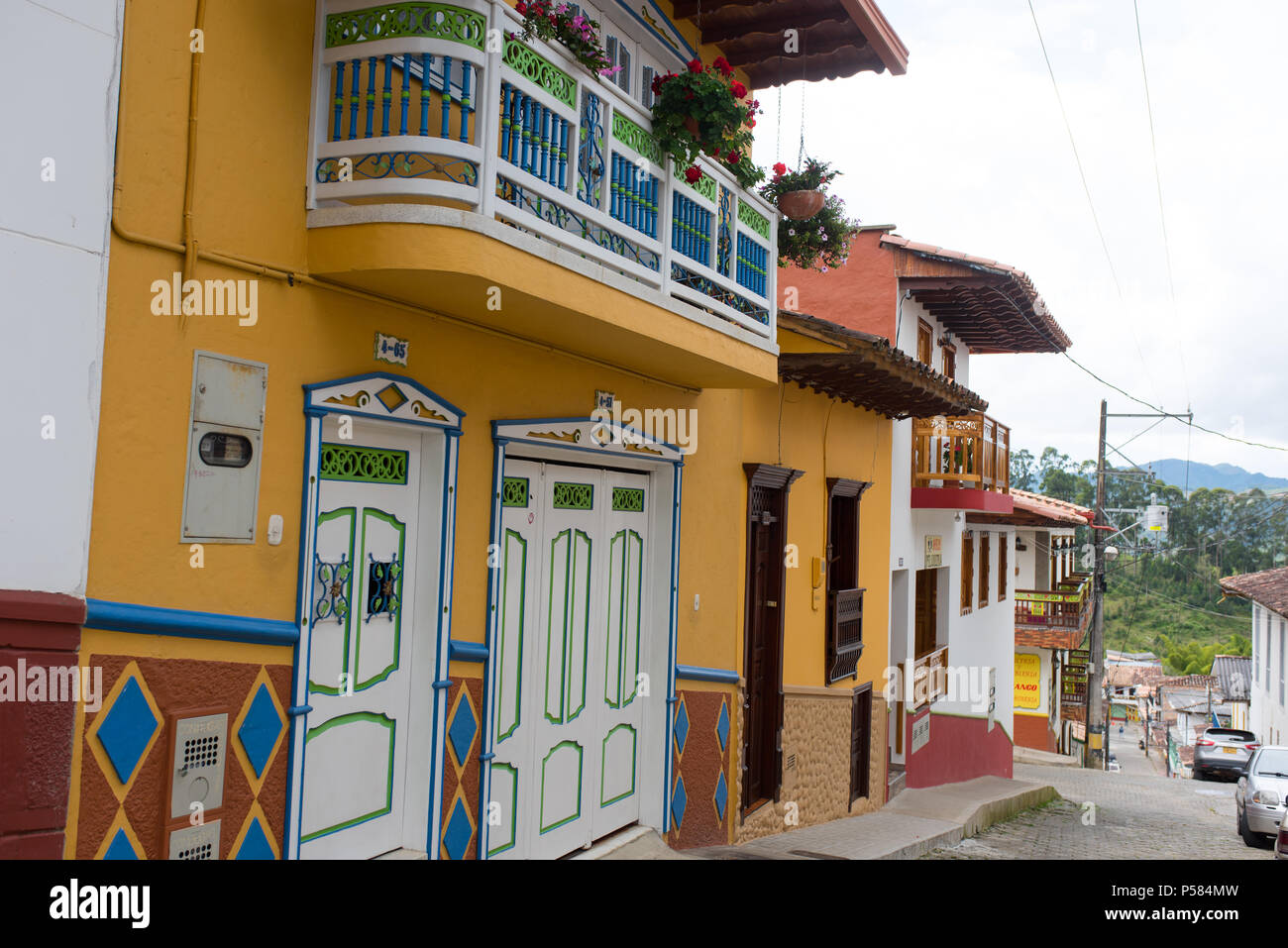 Jerico, Colombia, Antioquia, streets of the colonial city, located in the southwest of Antioquia, Colombia Stock Photo