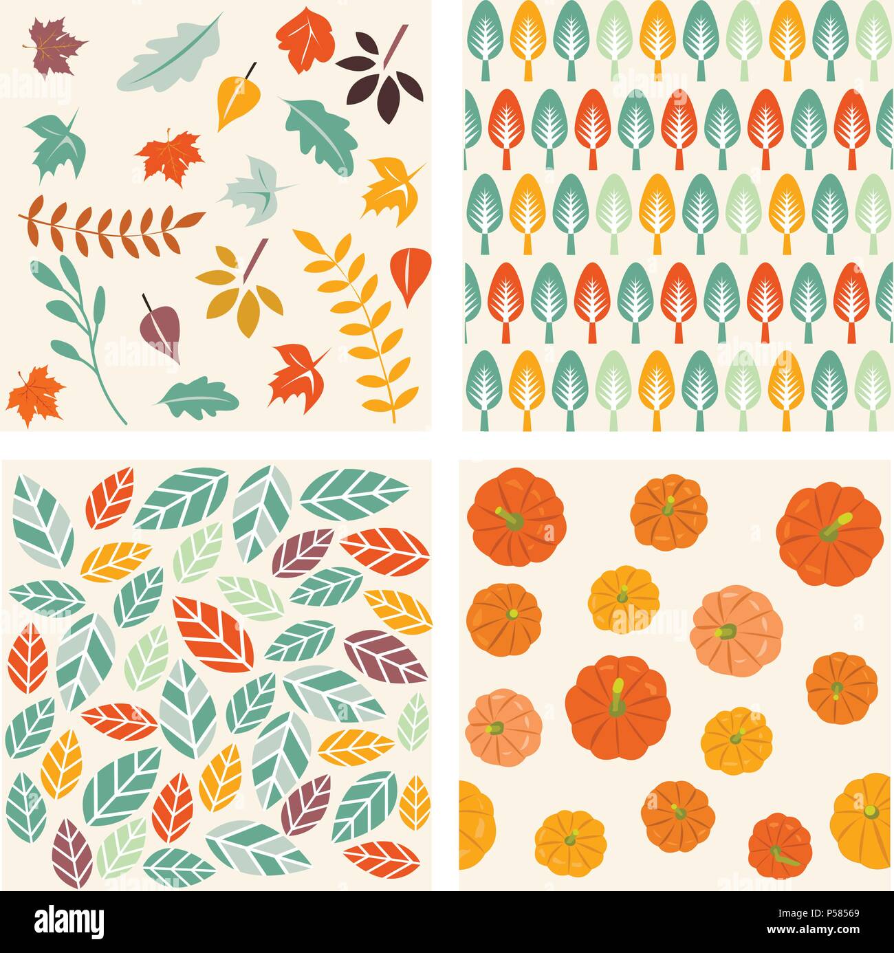 Set of autumn forest patterns Stock Vector Image & Art - Alamy