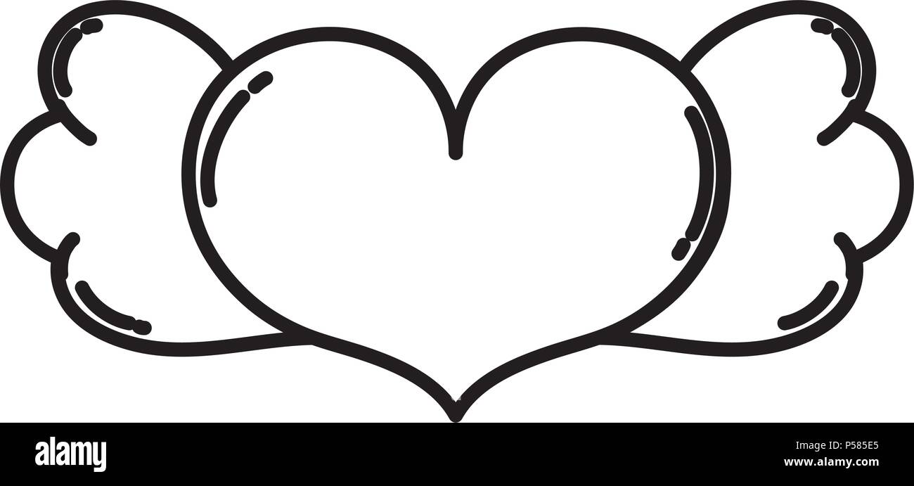 line heart love symbol with wings style vector illustration Stock ...