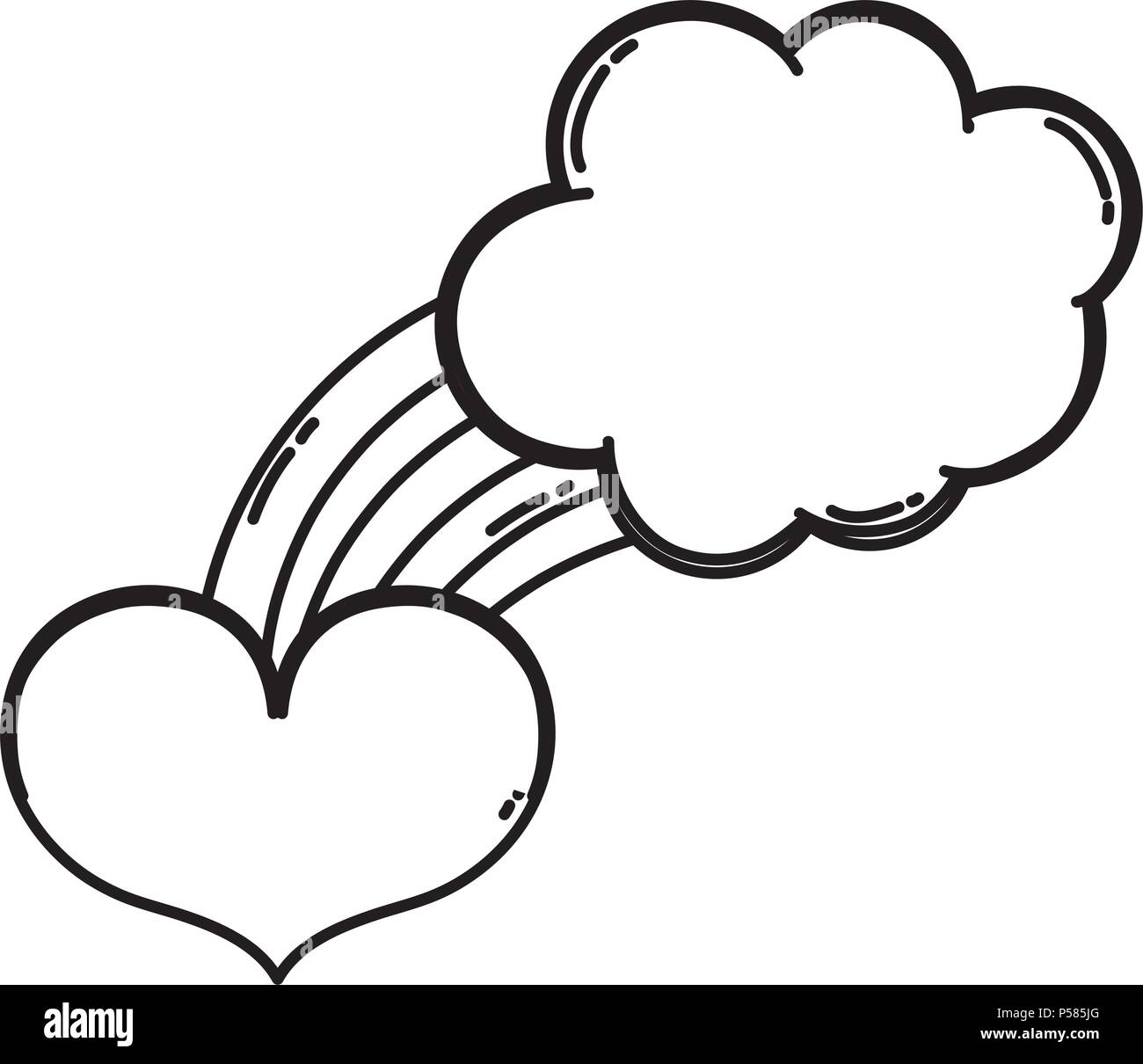 line bright rainbow with nature cloud and heart vector illustration ...