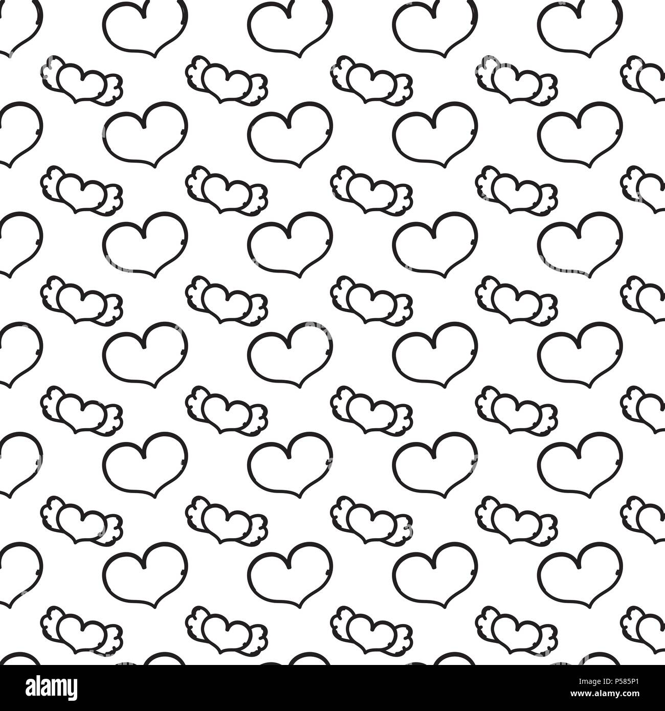 line heart love symbol and wings background vector illustration Stock ...