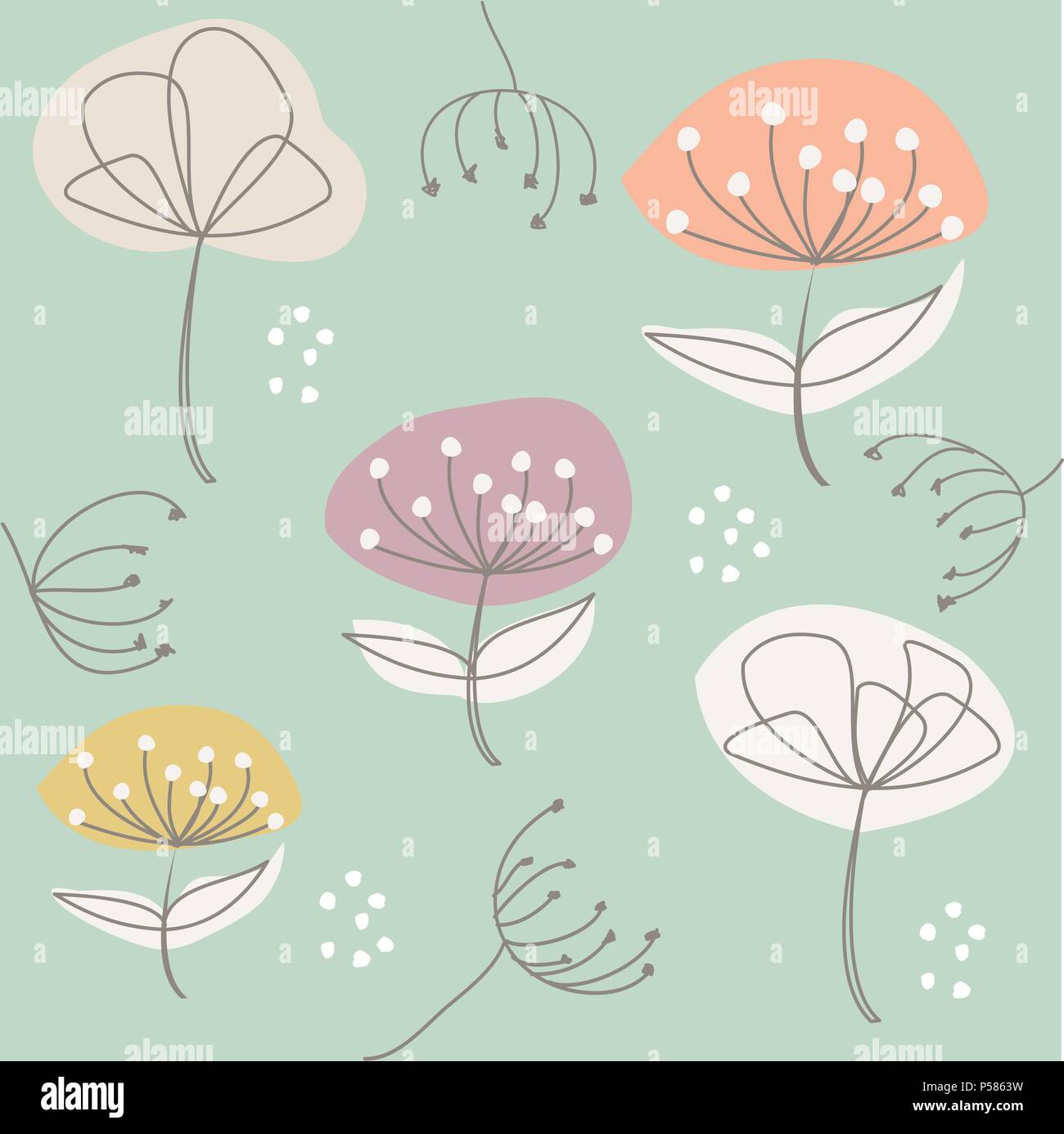 Seamless floral pattern, spring background Stock Vector