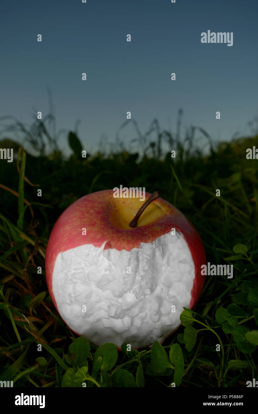 Polystyrene artificial apple Stock Photo