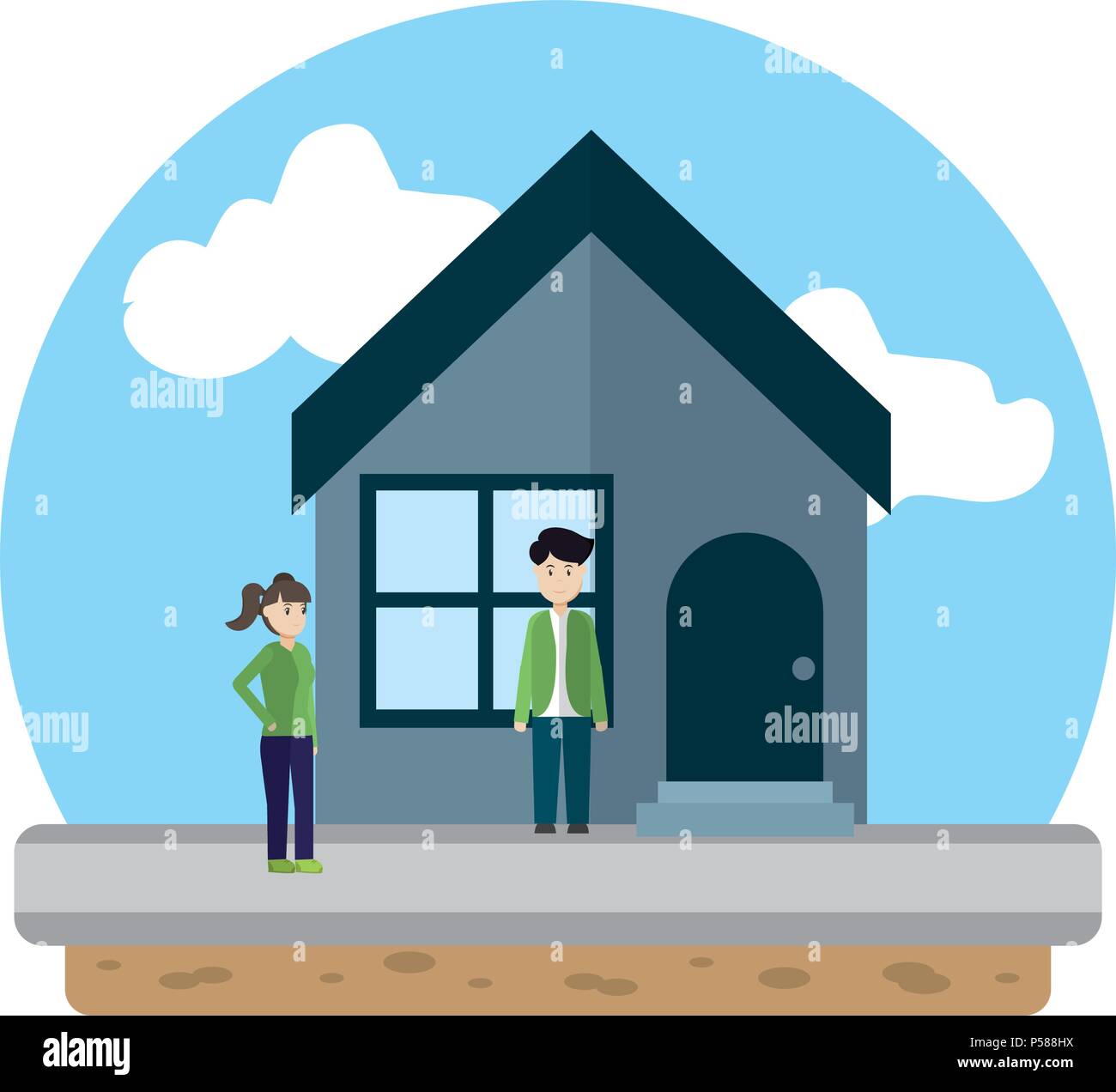 happy family couple with house style vector illustration Stock Vector ...