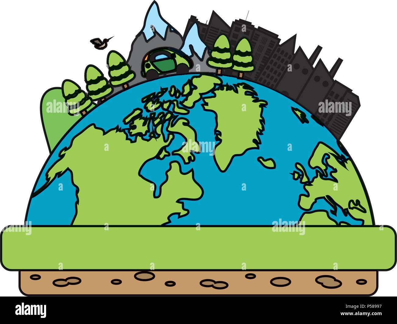 color global ecology conservation and planet protection vector ...