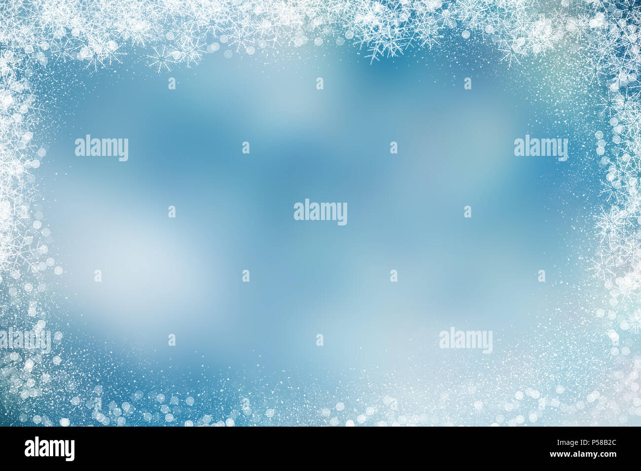 Christmas background with snowy border Stock Photo - Alamy
