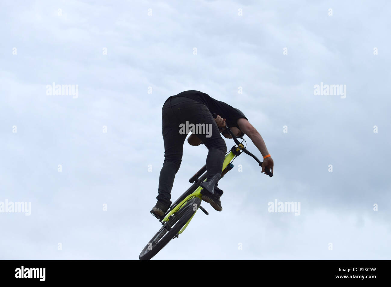 Aerial BMX stunt Stock Photo