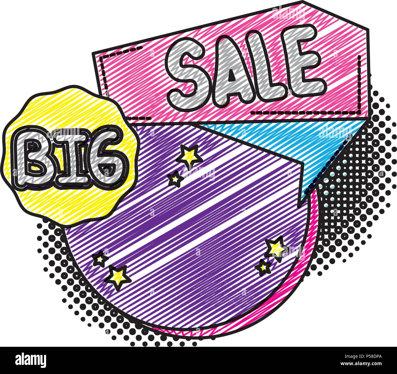 doodle sale special promotion label store vector illustration Stock
