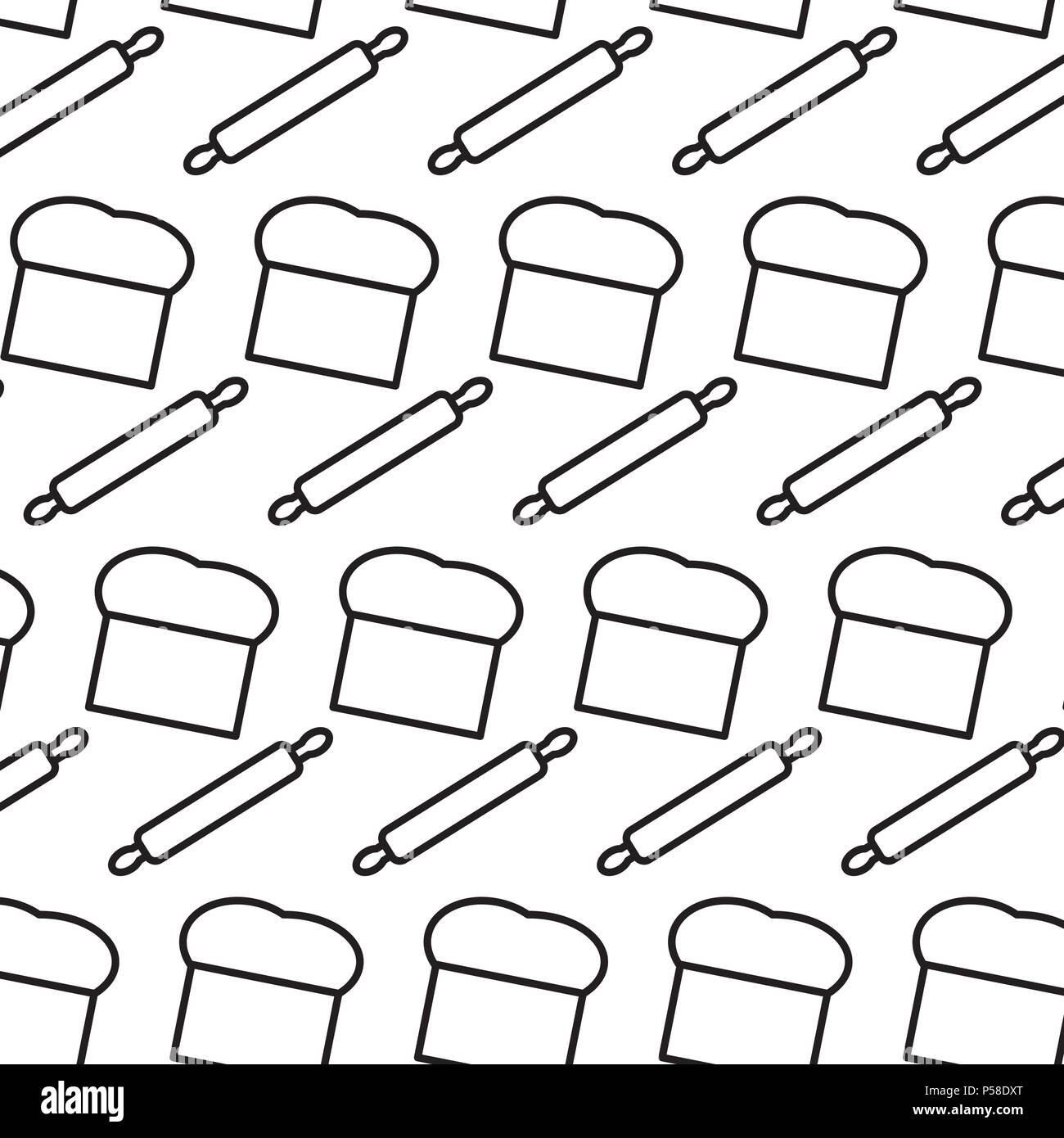 line rolling pin and chef hat background vector illustration Stock ...
