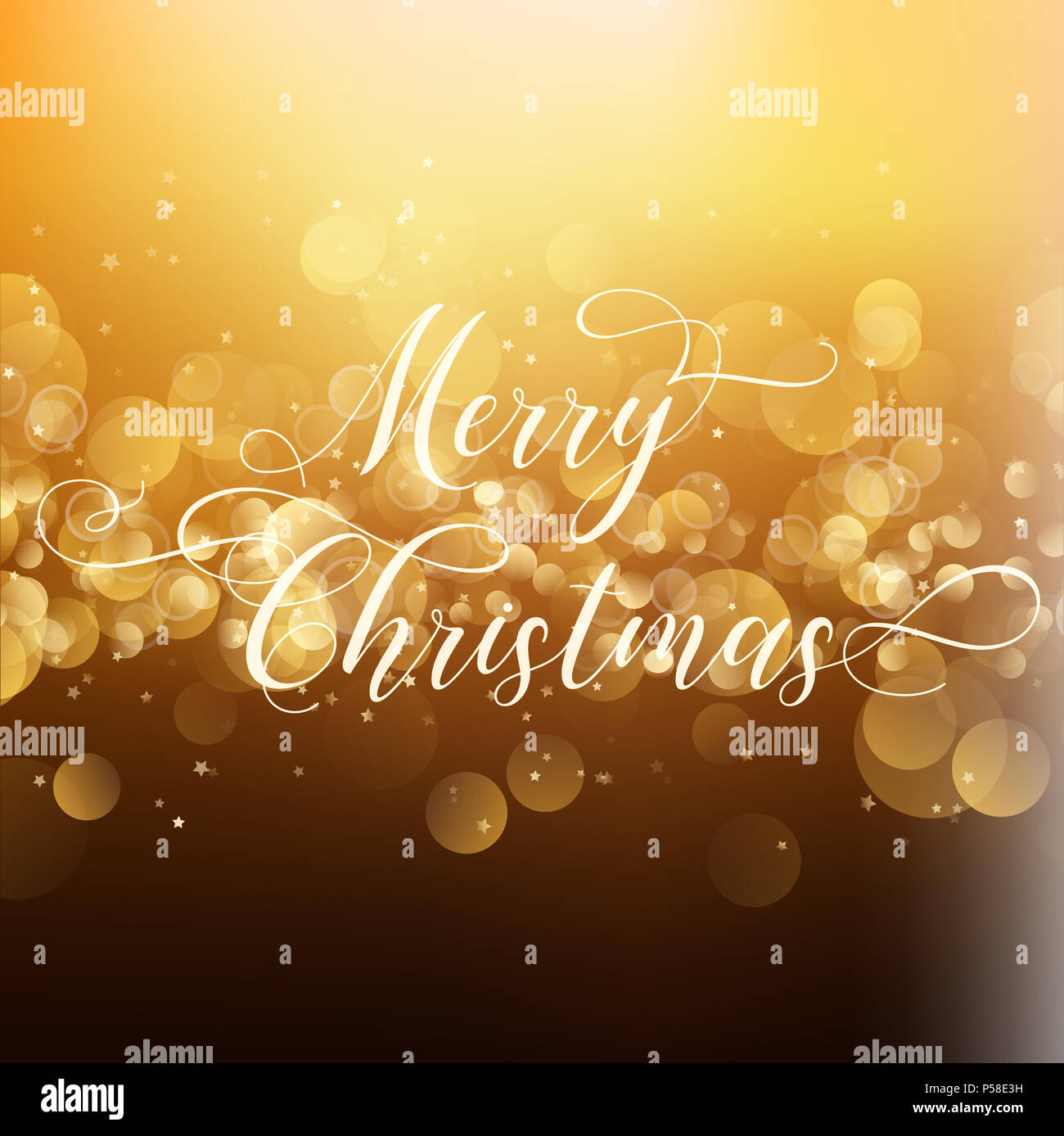 Decorative Christmas background with bokeh lights and stars Stock Photo ...