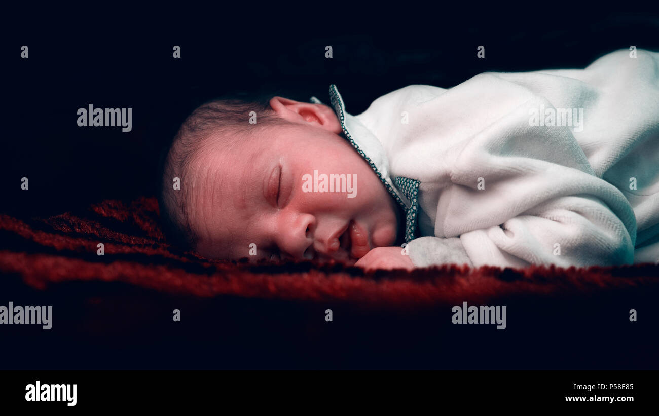 Baby One Month Old Sleeping Stock Photo Alamy