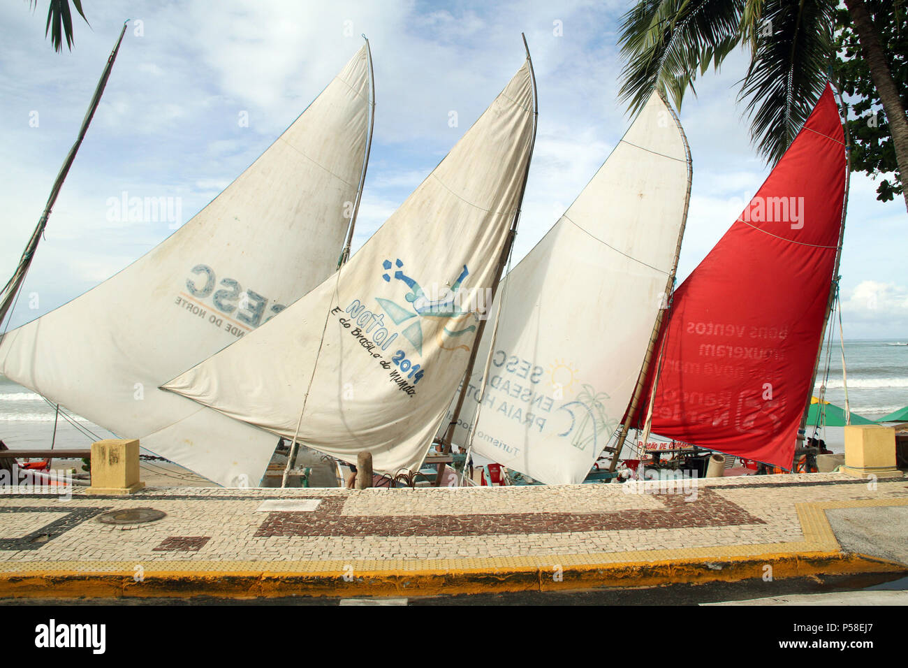 Sailboat, Ponta Negra beach, Natal, Rio Grande do Norte, Brazil Stock ...