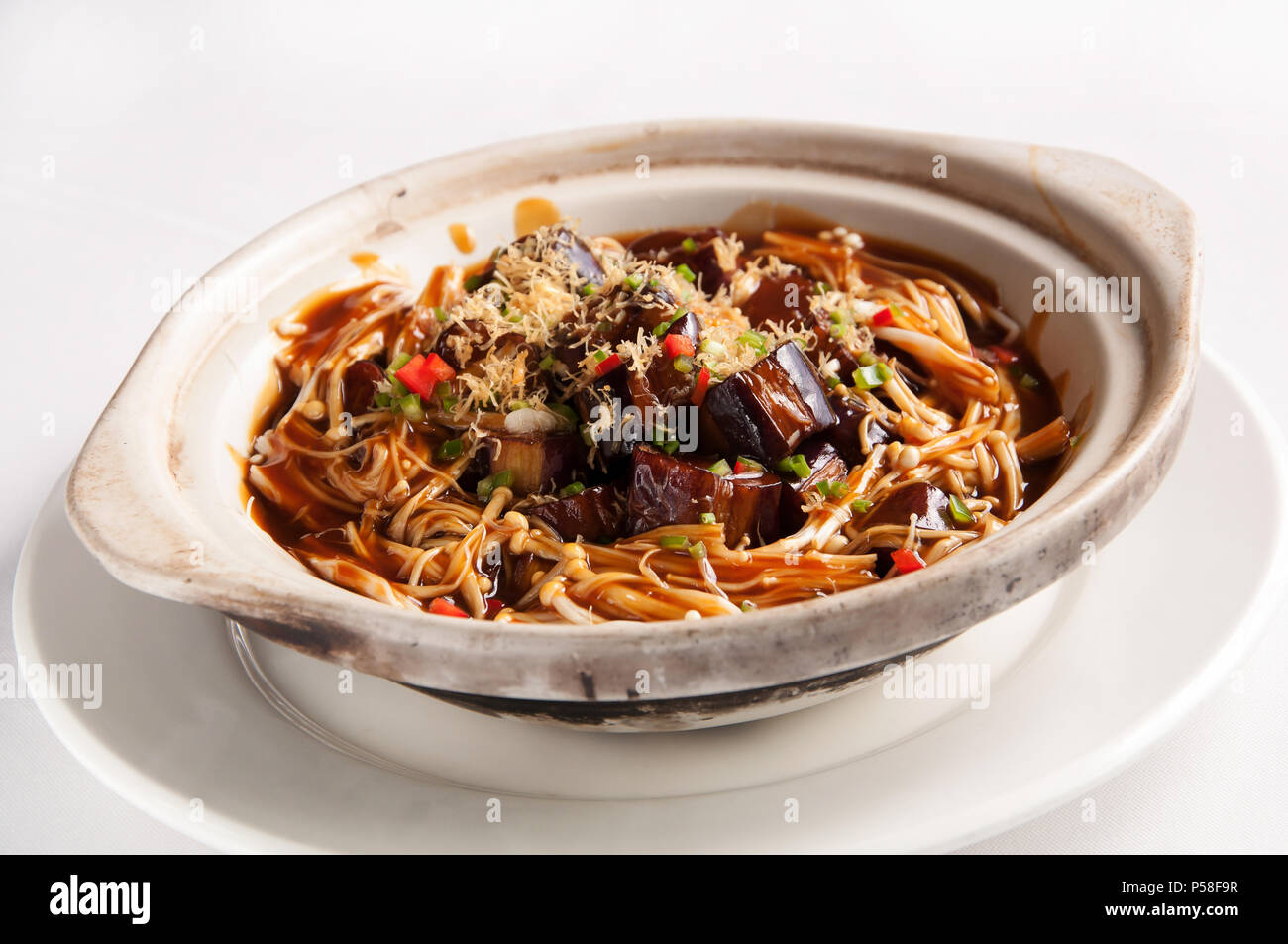 Chinese cuisineMushroom eggplant pot Stock Photo Alamy
