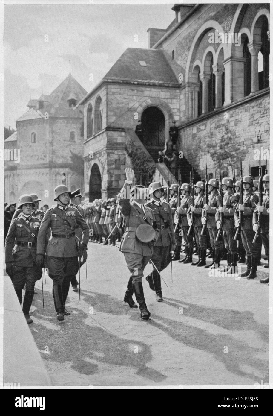 Adolf Hitler Saluting Troops, Germany, 1934 Stock Photo