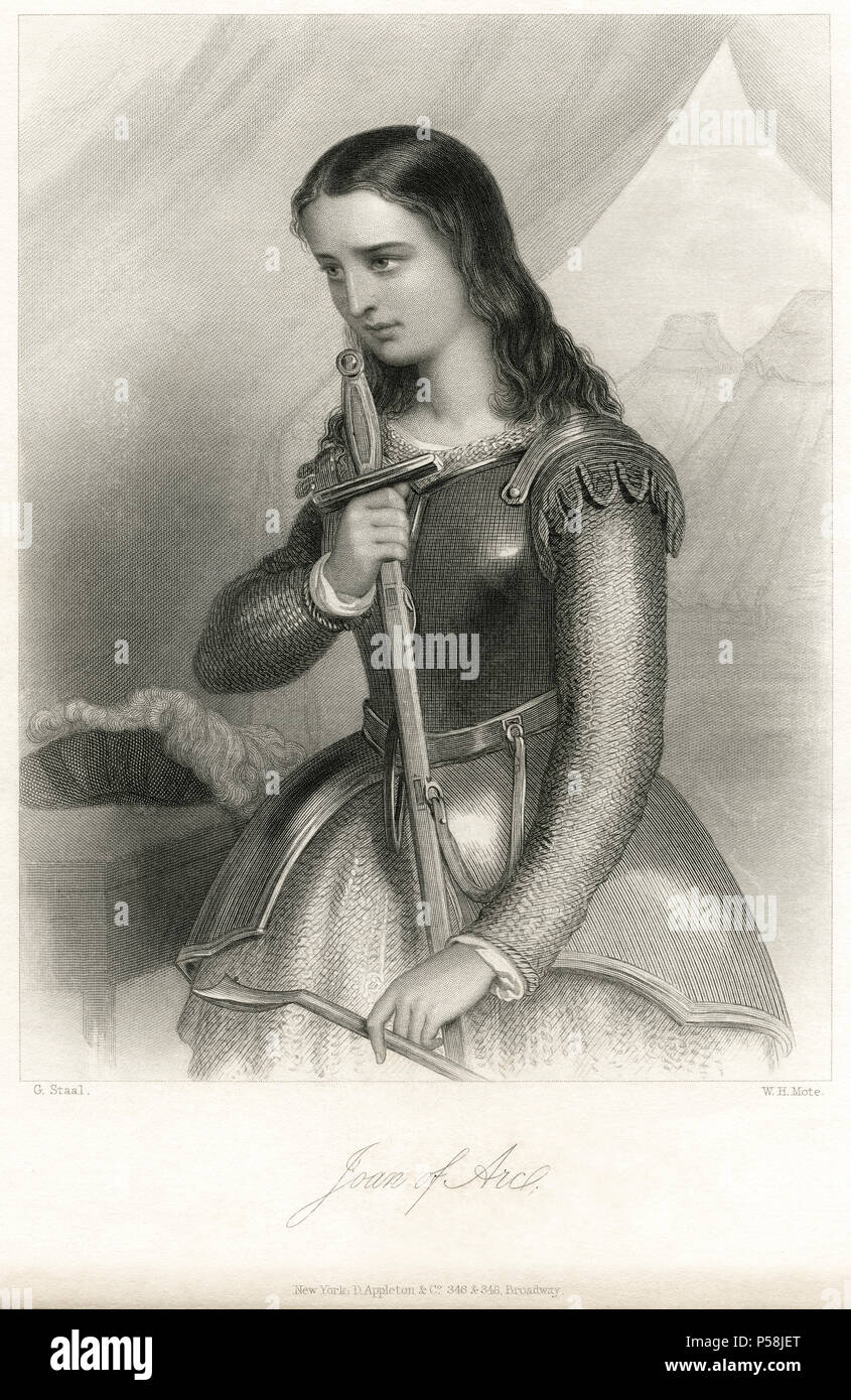 Joan of Arc or Jeanne d'Arc (1412-31), Engraving Stock Photo