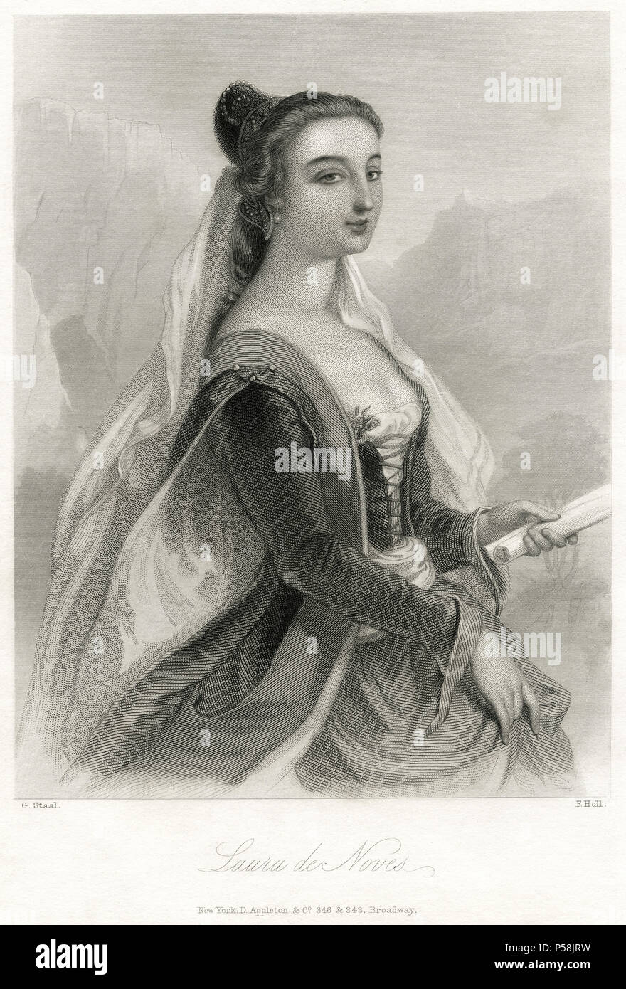 Laura de Noves (131048), wife of Count Hugues de Sade, Engraving Stock