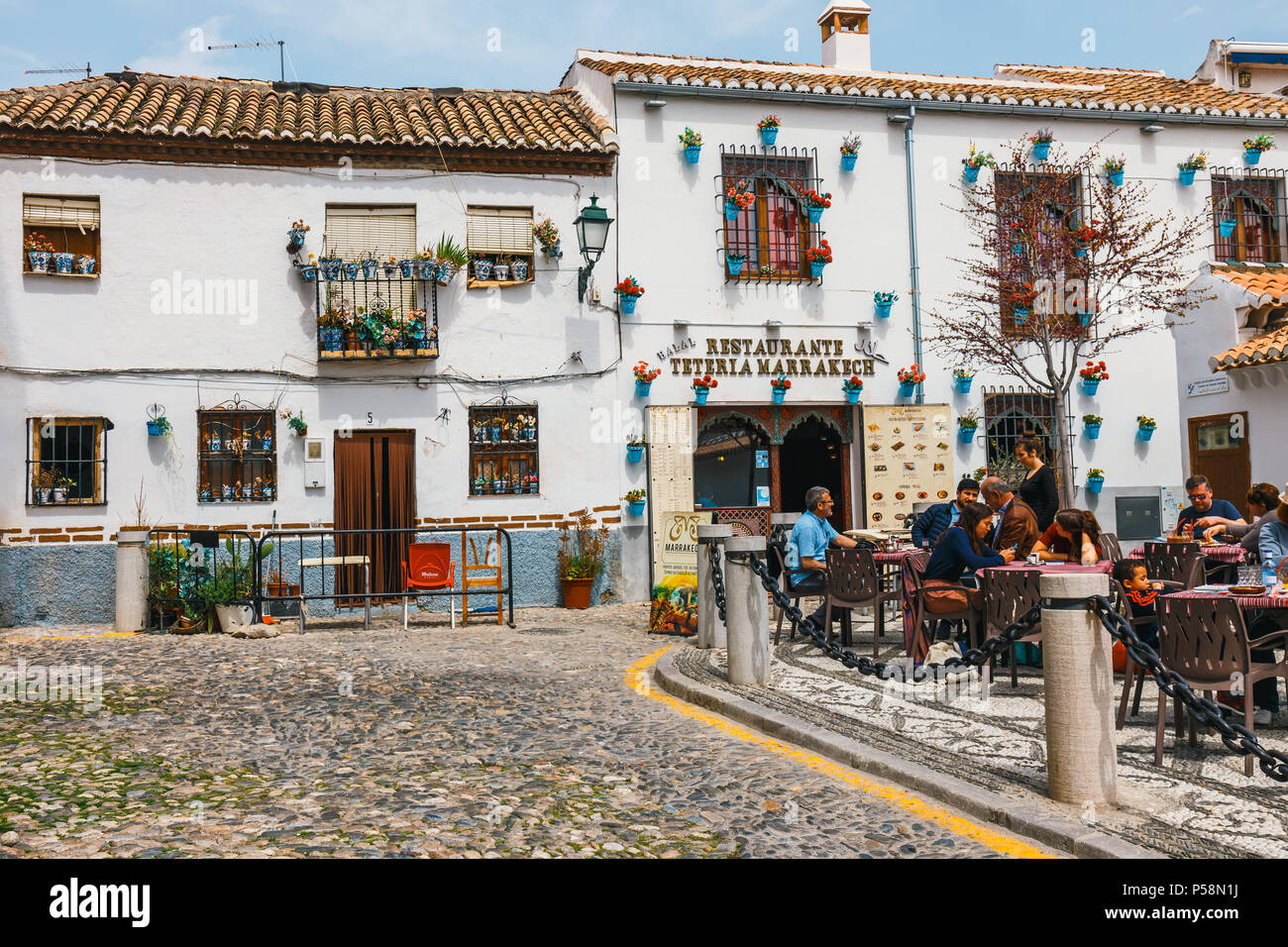 Granada, Spain, April 06, 2018: : Facade of a traditional Granada, Spain, April 06, 2018: : Facade of a traditional