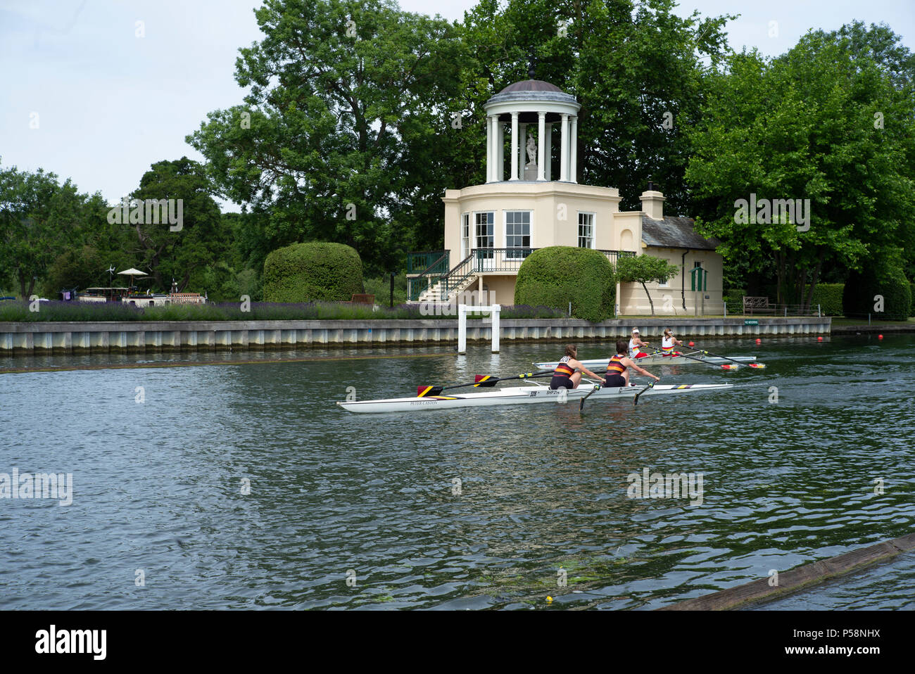 Henley on Thames, United Kingdom, 23rd June 2018, Saturday,   'Henley Women's Regatta',  view, Henley Reach, River Thames, England, © Peter SPURRIER, Stock Photo