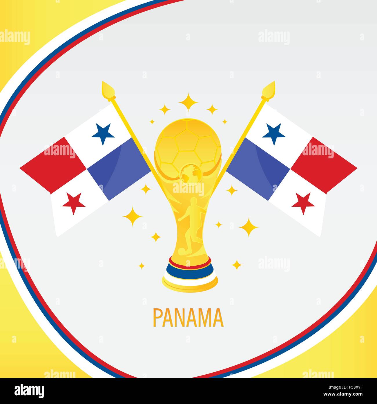 Panama Football Champion 2018 - Flag and Golden Trophy / Cup Stock Vector