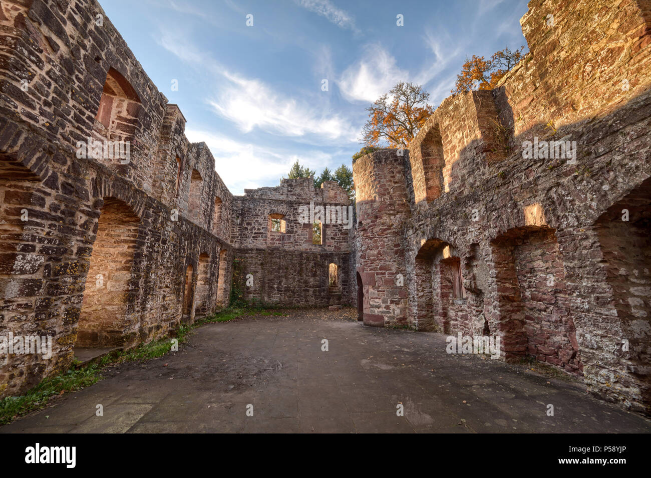German castle ruin called 'Minneburg' near Heidelberg Stock Photo