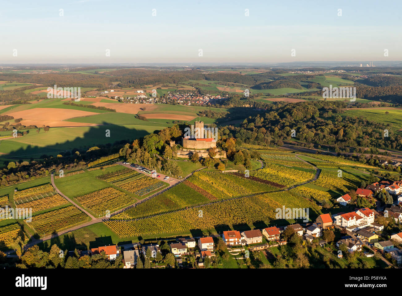 aerial view of castle Steinsberg near Sinsheim - Kraichgau - Germany Stock Photo