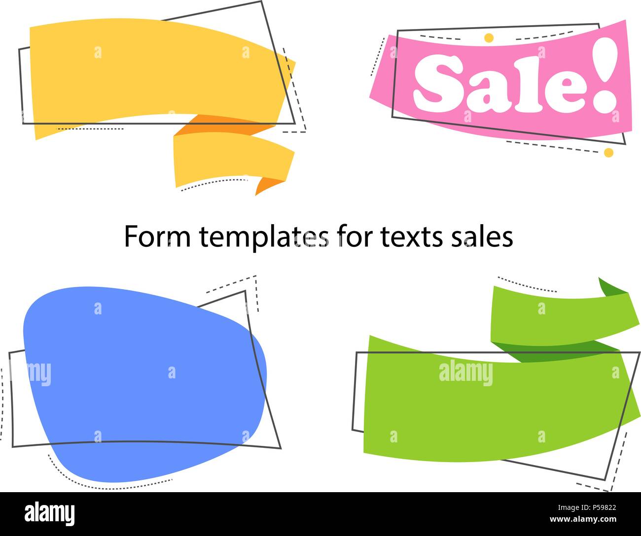 Set Colored promotion banners. flat bubble shaped sticker, label Stock Vector