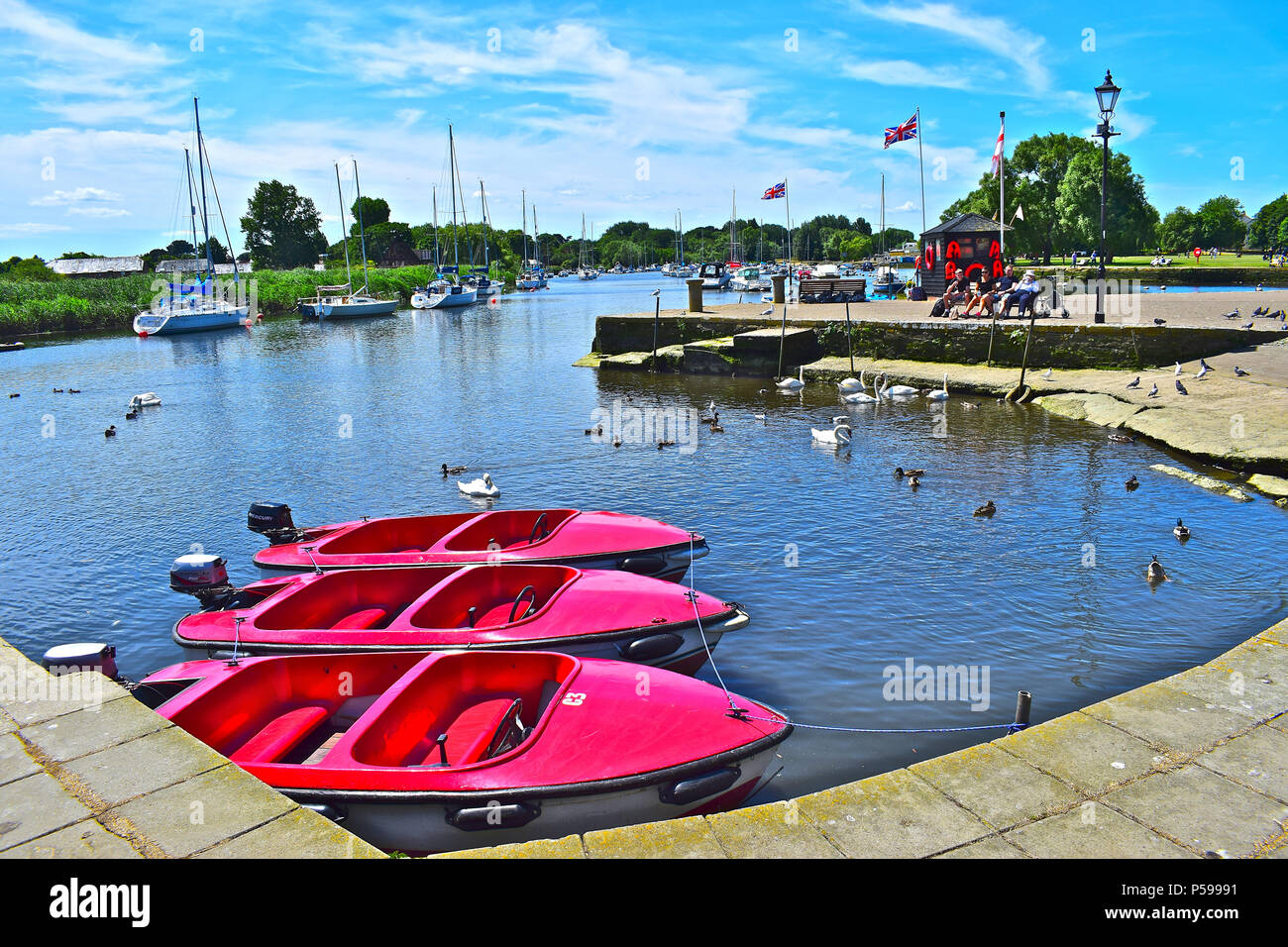 Christchurch boats moorings river stour hires stock photography and