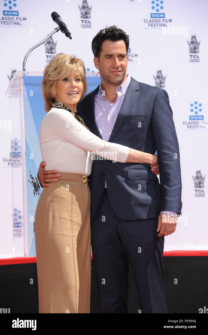 Jane Fonda with son Troy Garity  at the ceremony honoring Jane Fonda with the  Hand and Footprint at the TLC Chinese Theatre In Los Angeles.Jane Fonda with son Troy Garity   ------------- Red Carpet Event, Vertical, USA, Film Industry, Celebrities,  Photography, Bestof, Arts Culture and Entertainment, Topix Celebrities fashion /  Vertical, Best of, Event in Hollywood Life - California,  Red Carpet and backstage, USA, Film Industry, Celebrities,  movie celebrities, TV celebrities, Music celebrities, Photography, Bestof, Arts Culture and Entertainment,  Topix, vertical,  family from from the yea Stock Photo