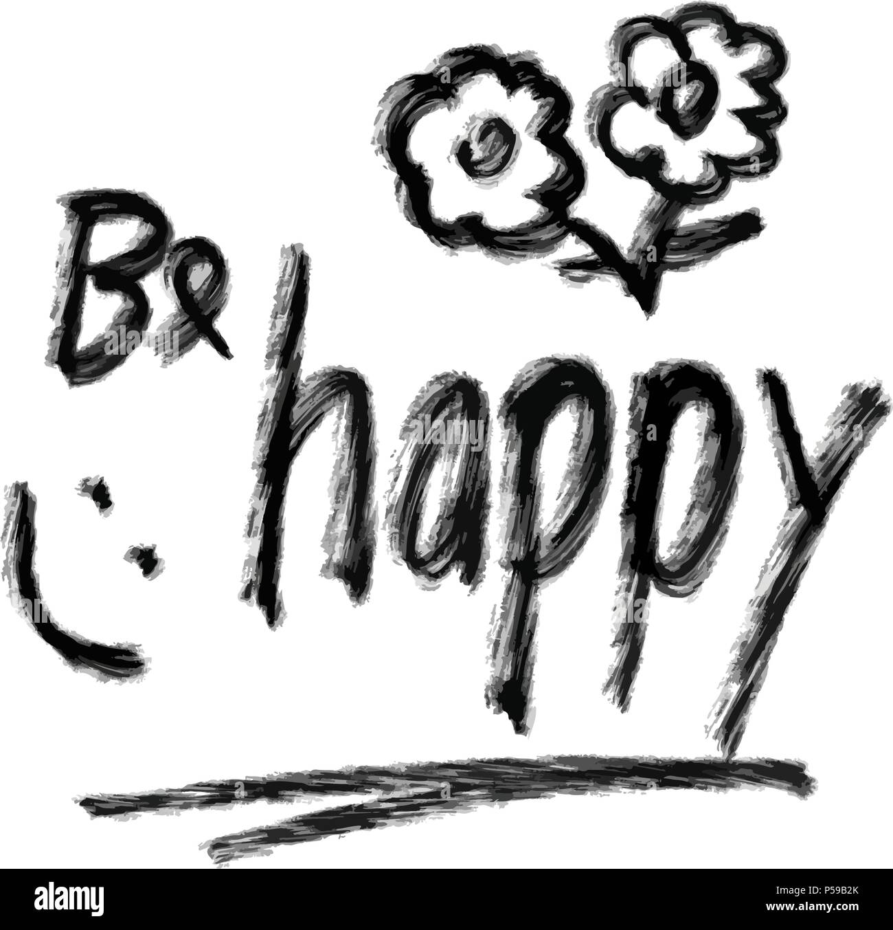 be happy hand drawn lettering, poster print design vector element Stock Vector