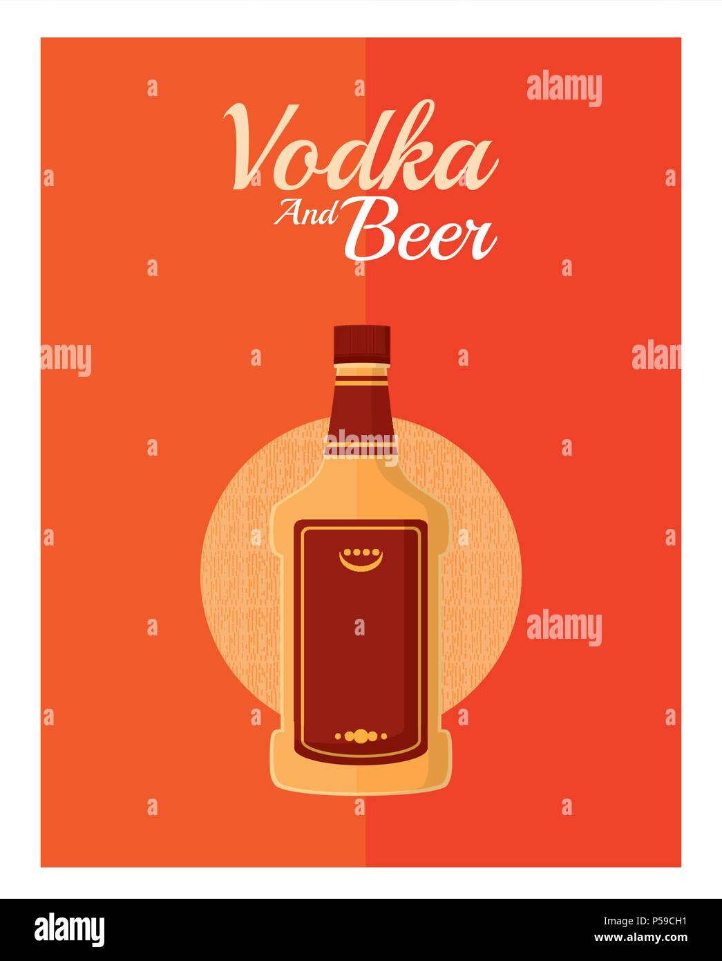 Vodka bottle over colorful background vector illustration graphic