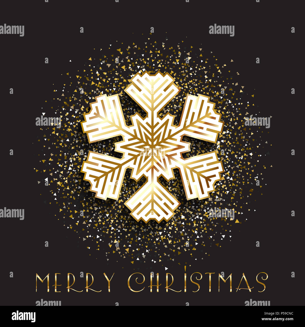 Christmas snowflake on a gold glitter background Stock Photo - Alamy