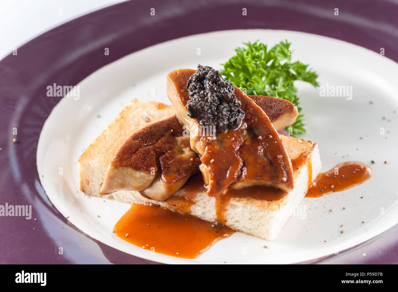 Foie gras, bread, roe sauce,kaiseki Stock Photo Alamy