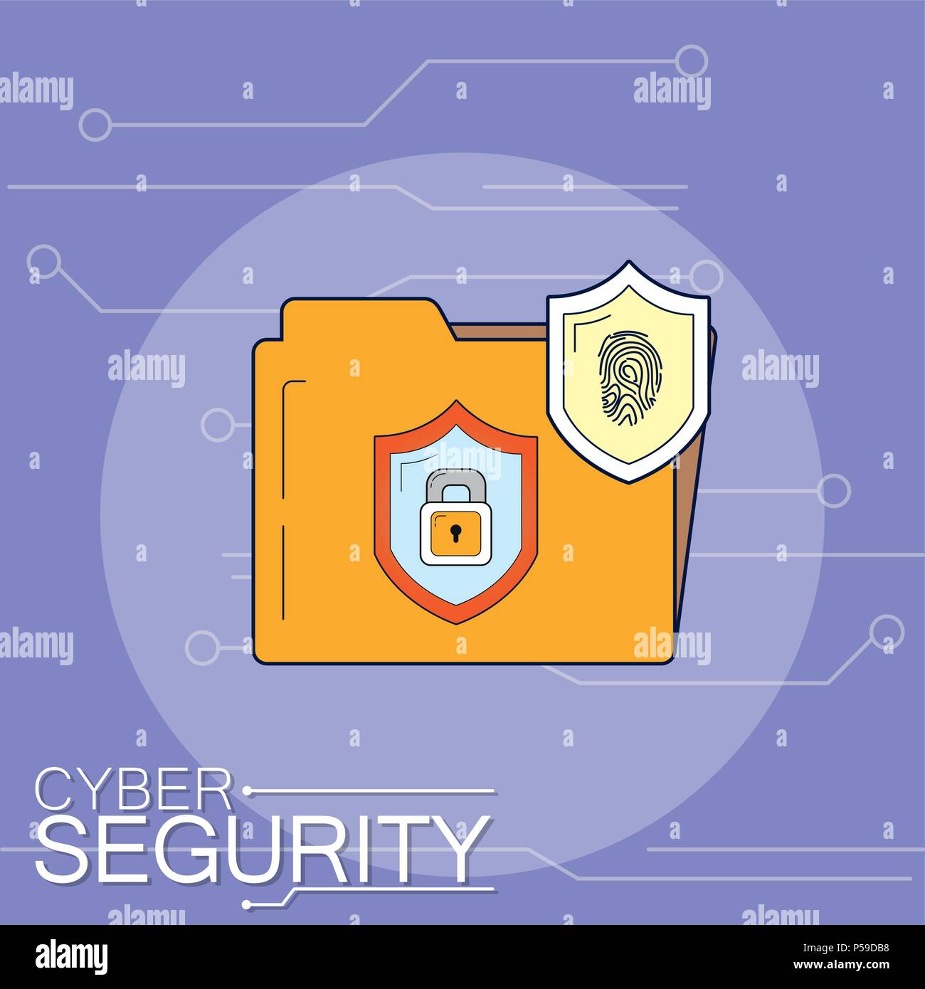 Folder with padlock and fingerprint vector illustration graphic design ...