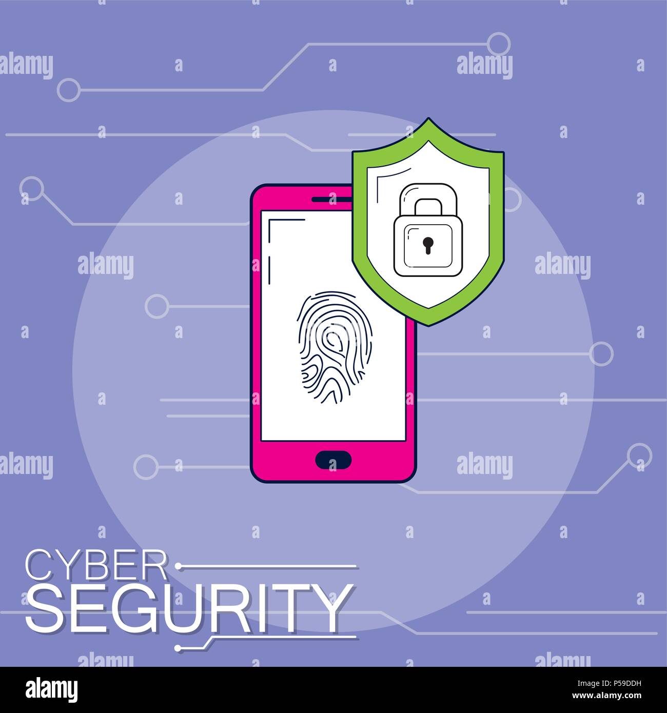 Smartphone with fingerprint security vector illustration graphic design ...