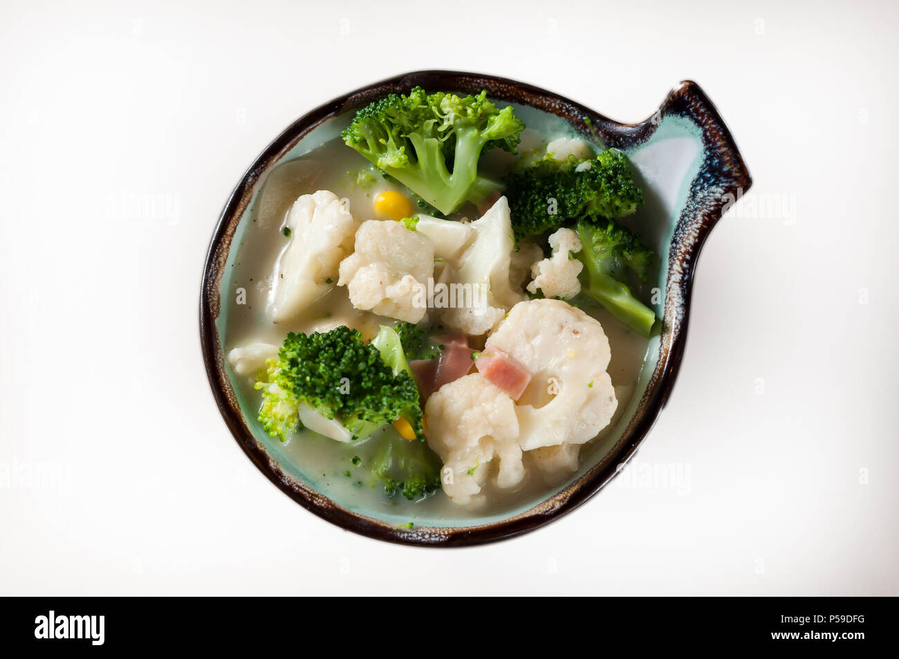 Composition with broccoli and cauliflower isolated on white Stock Photo
