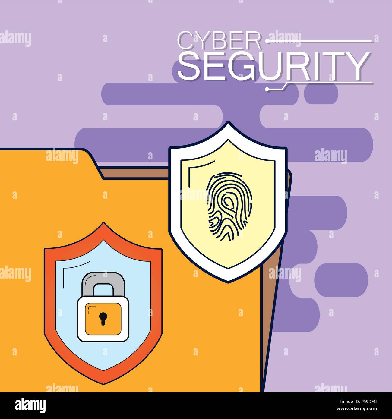 Folder with padlock and fingerprint vector illustration graphic design ...