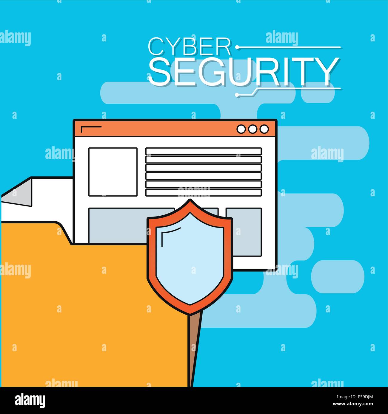 Folder secure with shield vector illustration graphic design Stock ...