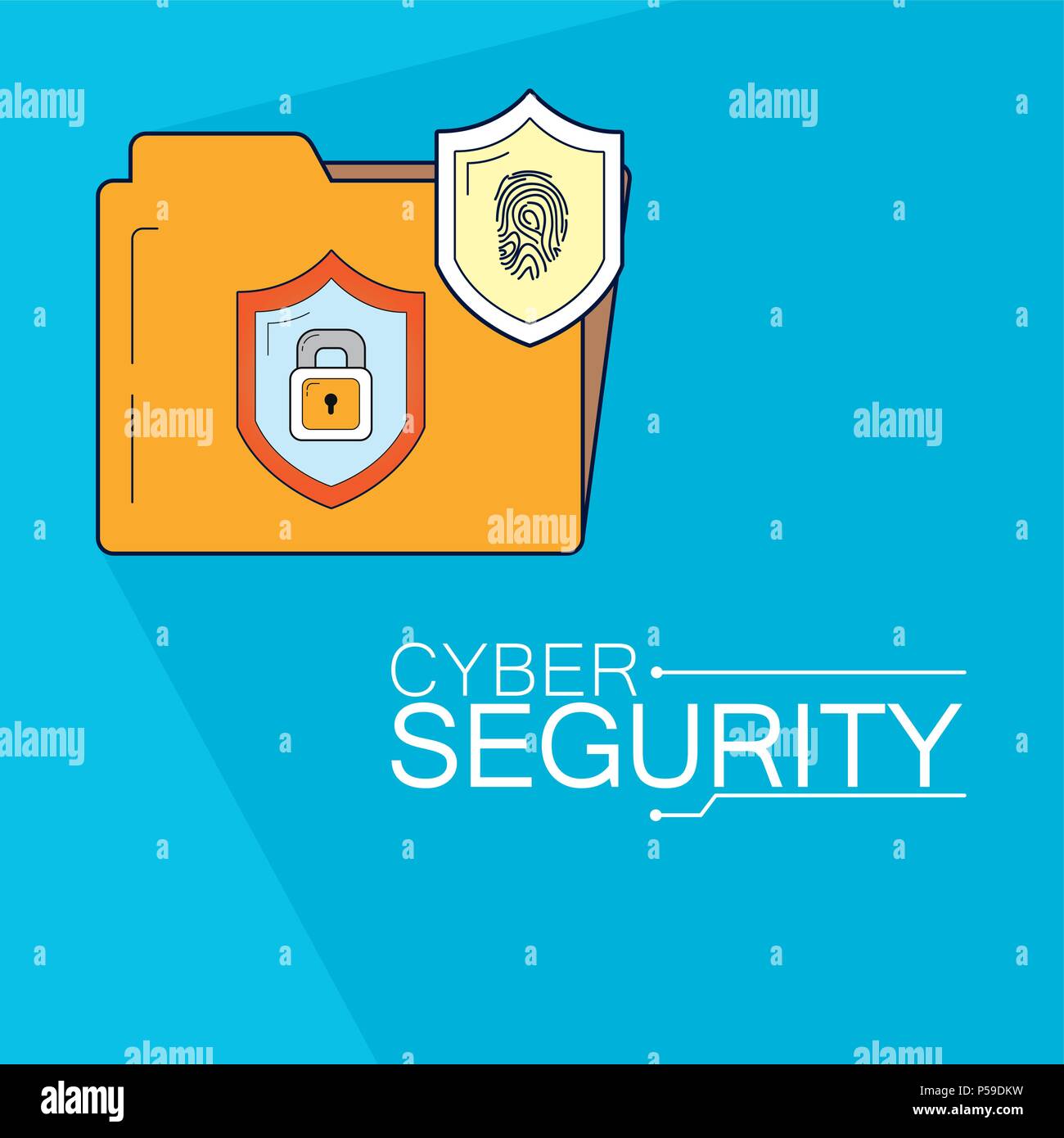 Folder with padlock and fingerprint vector illustration graphic design ...