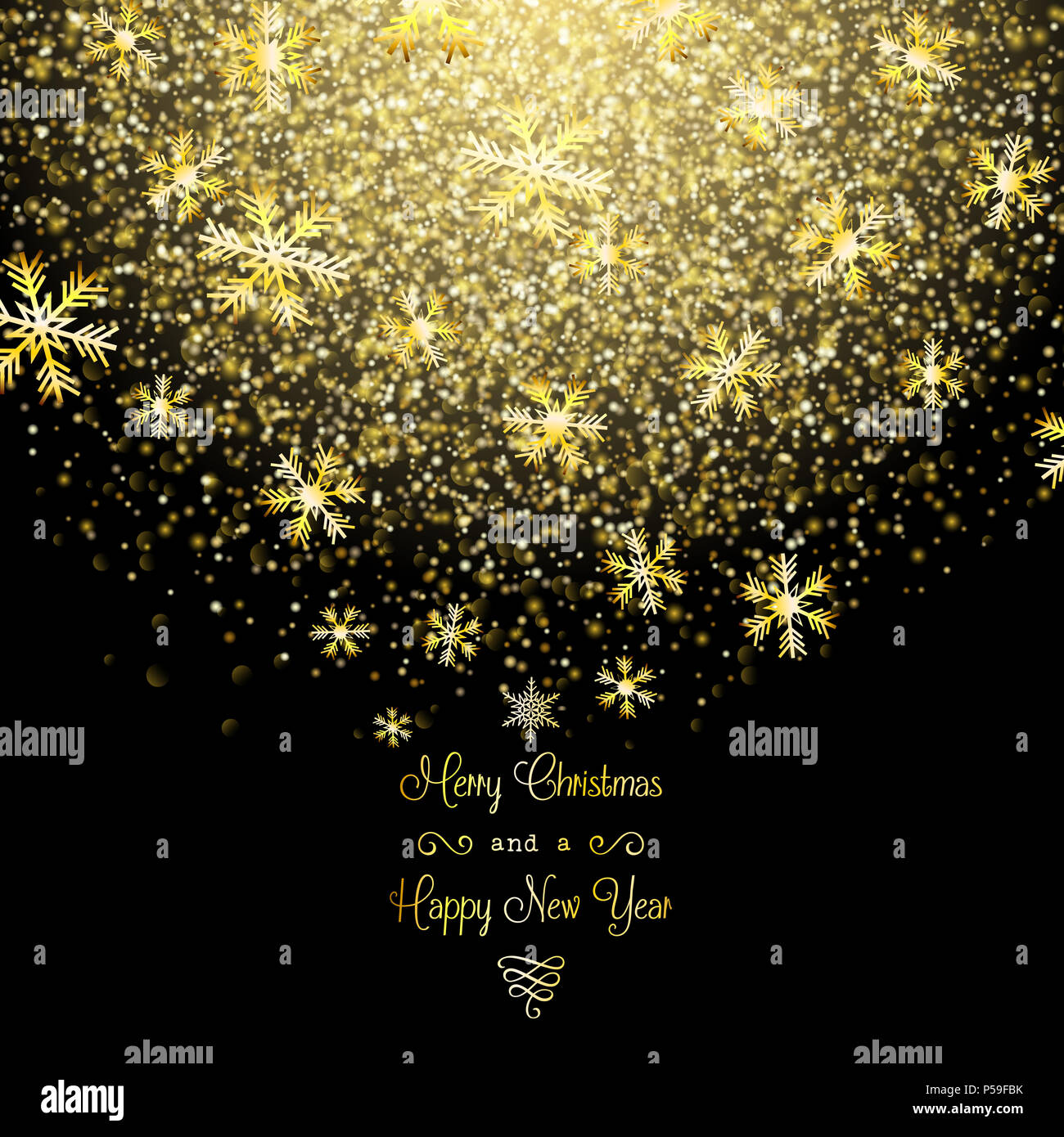 Christmas background with golden snowflakes Stock Photo - Alamy