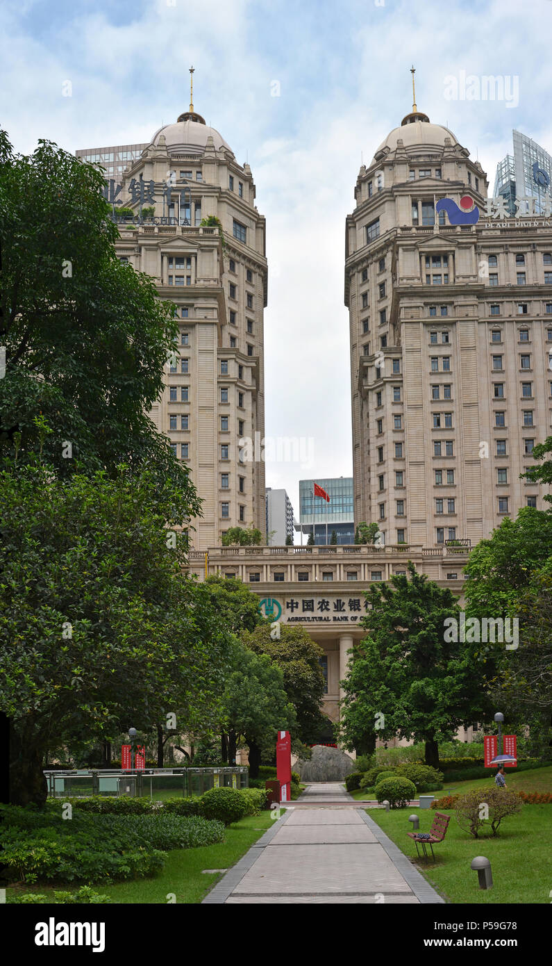 Guangzhou, China - June 09, 2018; The historic Agricultural Bank of China Building in Guangzhou New Town, China Stock Photo