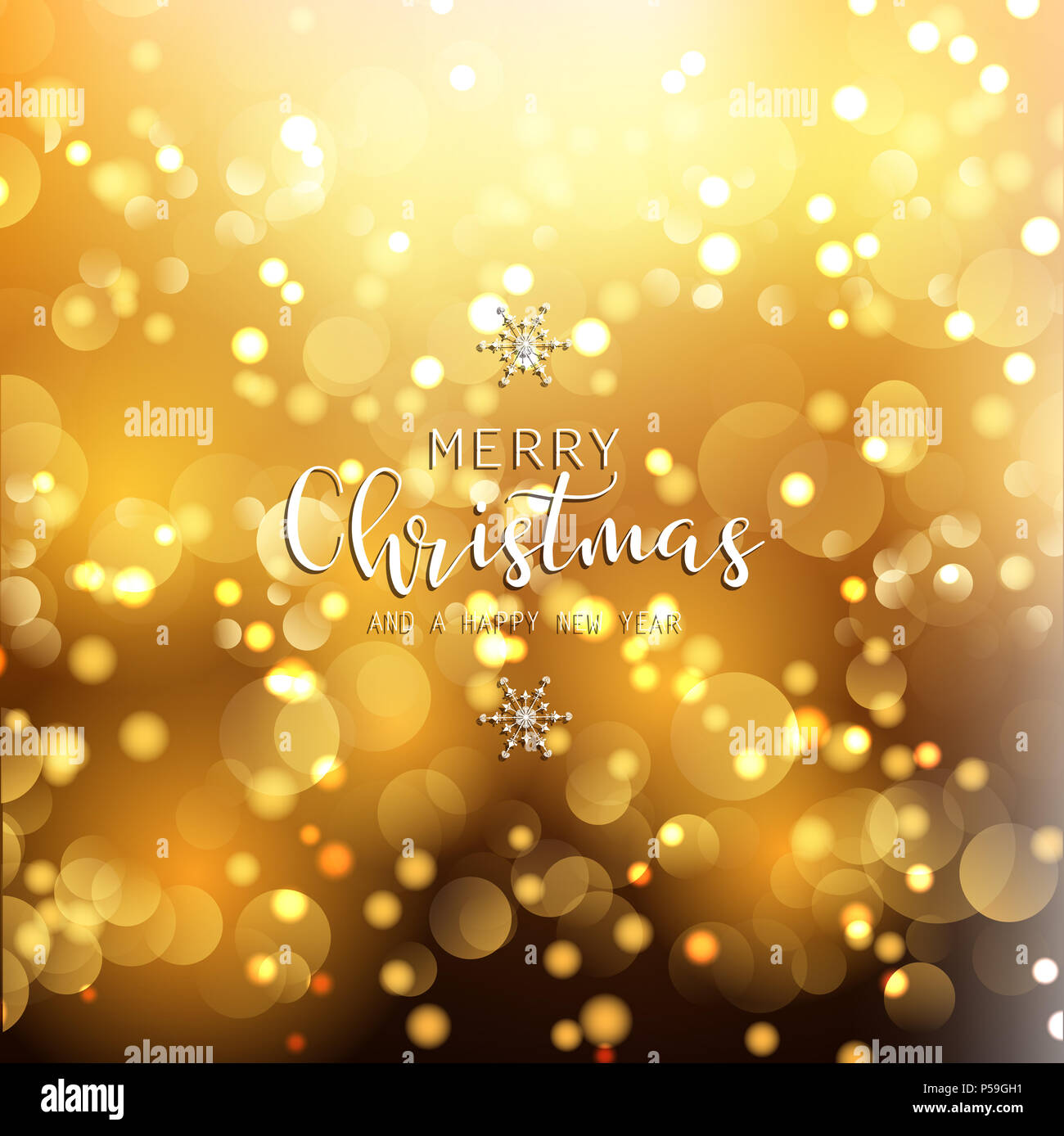 Christmas and New Year background with gold bokeh lights Stock Photo ...