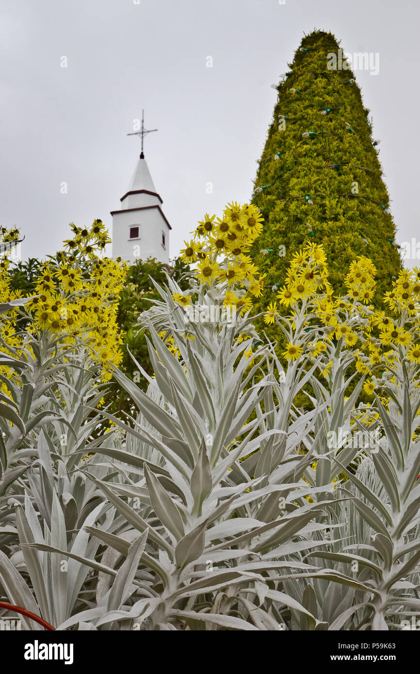 Church tower in Monserrate, Bogotá, Colombia Stock Photo