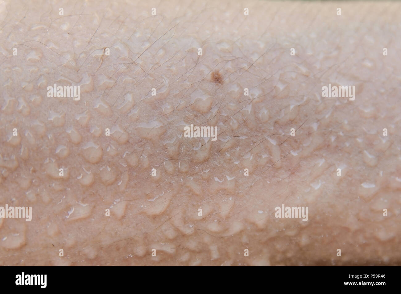 Close up of water drop on the human skin for wash and clean the skin