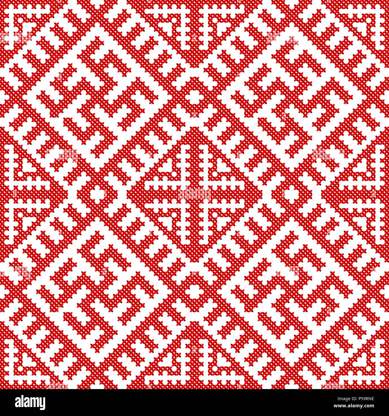 Slavic ethnic ornament. Vector illustration, seamless pattern. Ethnic seamless background. Slavic symbol of the sun. Ukrainian, Belarusian and Slavic ornament Stock Vector