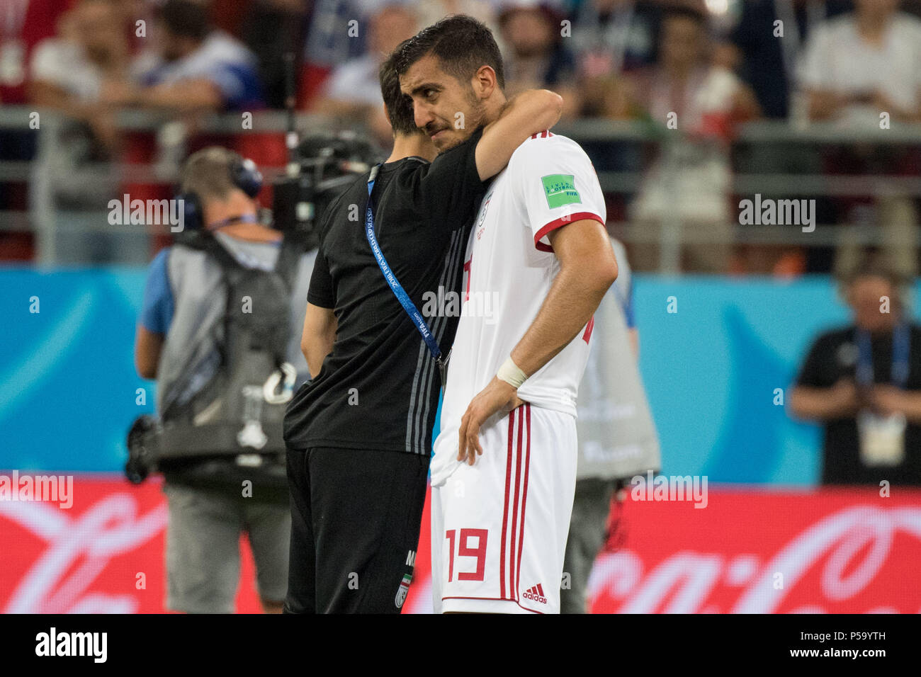 Majid HOSSEINI (IRN) must be roasted, comforted, comforted, frustrated, frustrated, frozen, disappointed, showered, decapitated, disappointed, sad, half figure, half figure, Iran (IRN) - Portugal (POR), preliminary round, group B, play 35, on 25.06.2018 in Saransk; Football World Cup 2018 in Russia from 14.06. - 15.07.2018. | usage worldwide Stock Photo