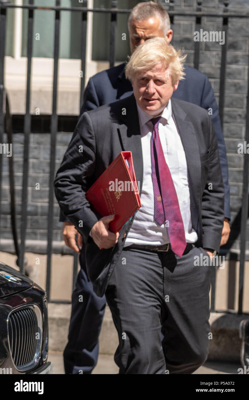 London 26 June 2018,Boris Johnson MP PC, Foreign Secretary, , leaves Cabinet meeting at 10 Downing Street, London Credit Ian Davidson/Alamy Live News Stock Photo